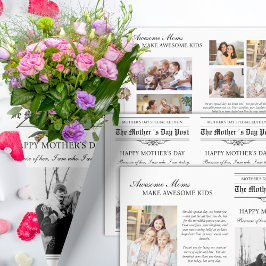 Mütter Day Newspaper Blume Bouquet Geschenkpapier Set