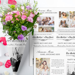 Mütter Day Newspaper Blume Bouquet Geschenkpapier Set