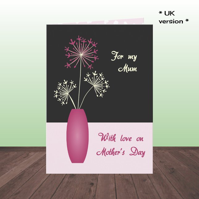 Mütter Day UK Blume in Vase modern Karte (For Mum)