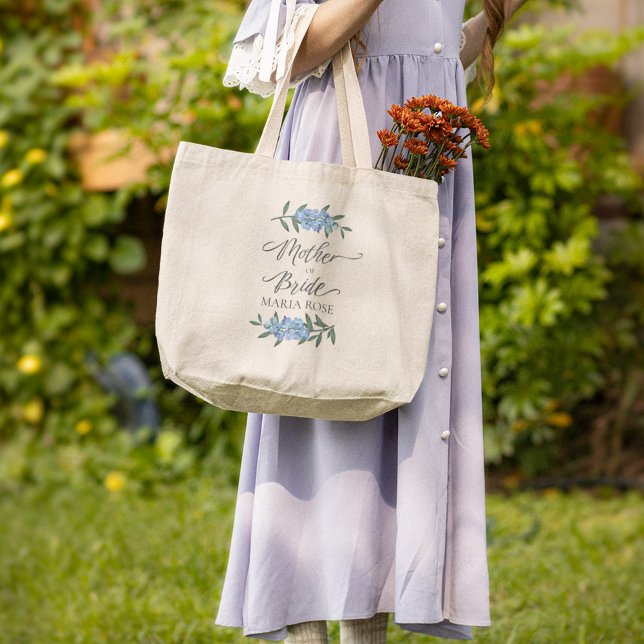 Mutter der Blauen Blüte Personalisiert Jumbo Stoffbeutel (Mother of the bride personalized tote bag.)