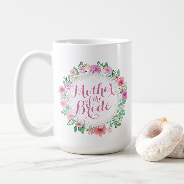 Mutter der blumenblühenden Hochzeitsstimmung der k Kaffeetasse (Mit Donut)