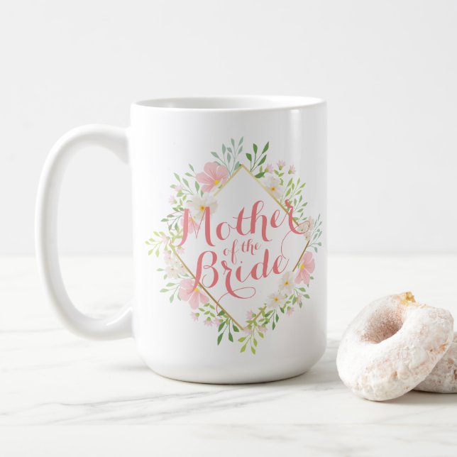 Mutter der blumenblühenden Hochzeitsstimmung der k Kaffeetasse (Mit Donut)