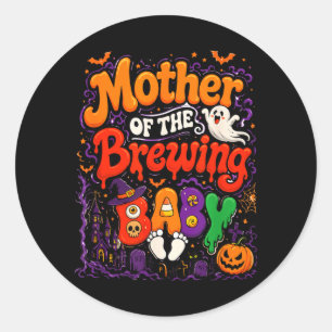 Mutter der brauenden Baby-Halloween-Hexe Runder Aufkleber
