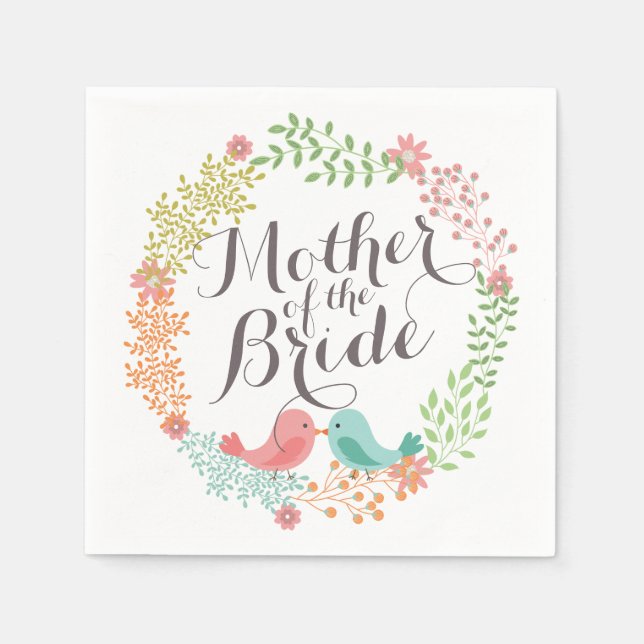 Mutter der Braut Blumenreath Wedding Napkin Serviette (Vorderseite)