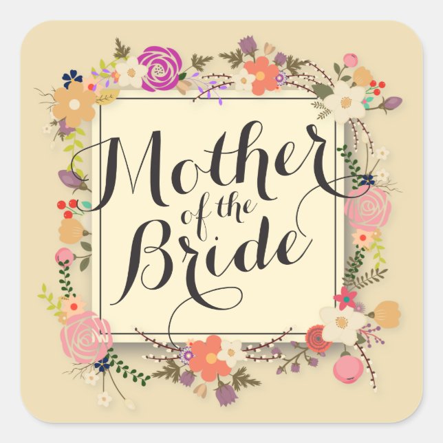 Mutter der Braut Elegant Wedding Sticker (Vorderseite)