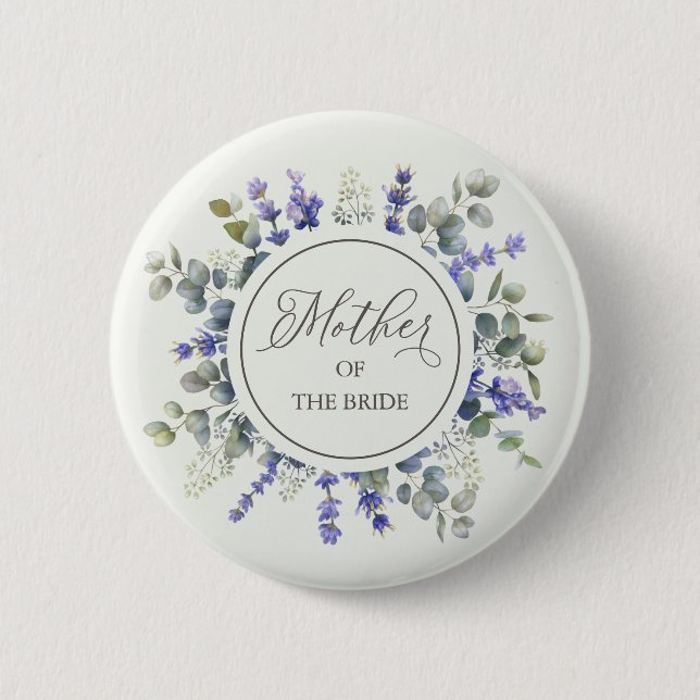 Mutter der Braut Eukalyptus & Delikatlavender Button (Vorderseite)