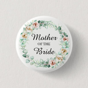 Mutter der Braut,Eukalyptuskranke in Aquarellfarbe Button