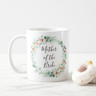 Mutter der Braut,Eukalyptuskranke in Aquarellfarbe Kaffeetasse
