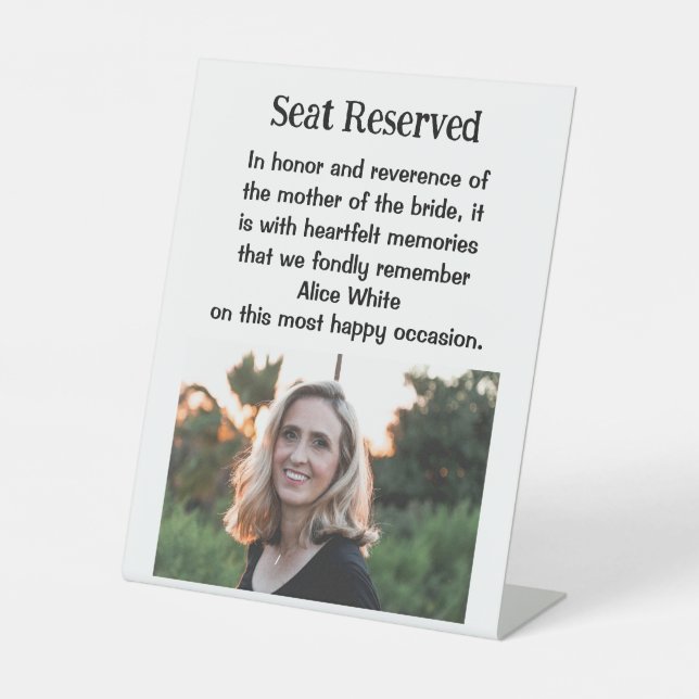 Mutter der Braut Gedenkstätte für Hochzeiten Plaqu Sockelschild (Vorderseite)