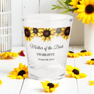 Mutter der Braut Gelbe Sonnenblumen Hochzeit Schnapsglas