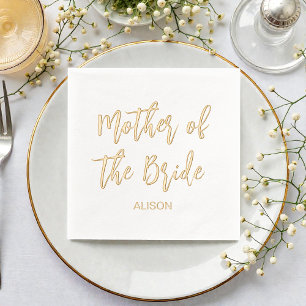 Mutter der Braut Gold Weiße Hochzeit Servietten Mit Folie