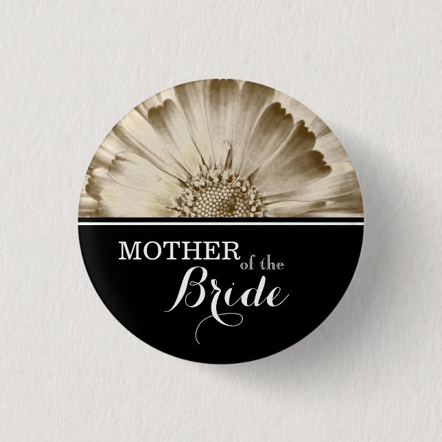 Mutter der Braut Hochzeit Gold Daisy Button (Vorderseite)