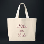 Mutter der Braut Jumbo Stoffbeutel<br><div class="desc">Diese niedliche Vintage Tasche ist die beste Geschenkidee für Brautmütter bei Hochzeiten. Diese Tasche ist perfekt für deine Mutter an deinem großen Tag. Es ist perfekt für sie,  alles Hochzeit an einem Ort behalten.</div>