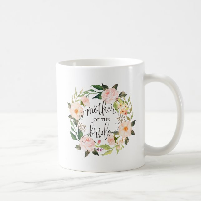 Mutter der Braut, Kalligrafie, Blumenreath-2 Tasse (Rechts)