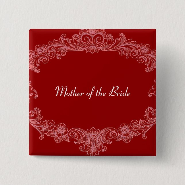 MUTTER DER BRAUT Knopf ROT Vintage V03 Button (Vorderseite)