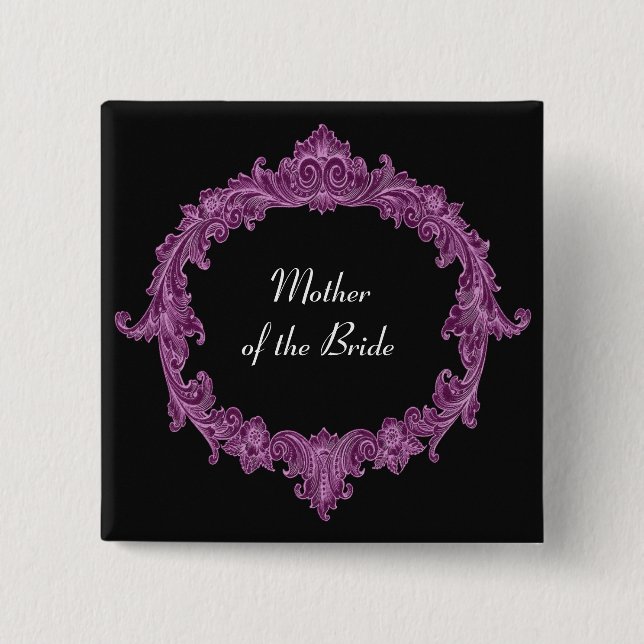 MUTTER der BRAUT lila schwarzes Vintages V08 Button (Vorderseite)