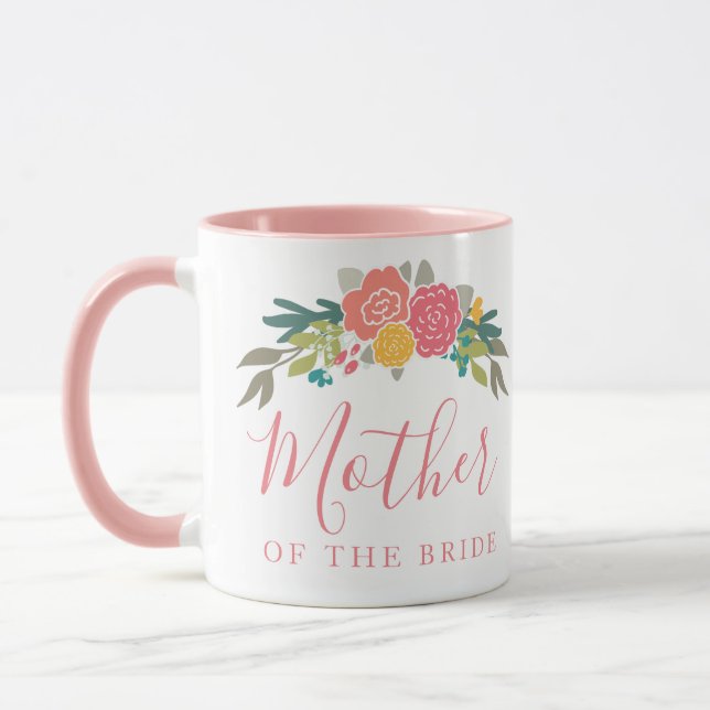 Mutter der Braut oder Groom Pink Rose Bouquet Tasse (Links)