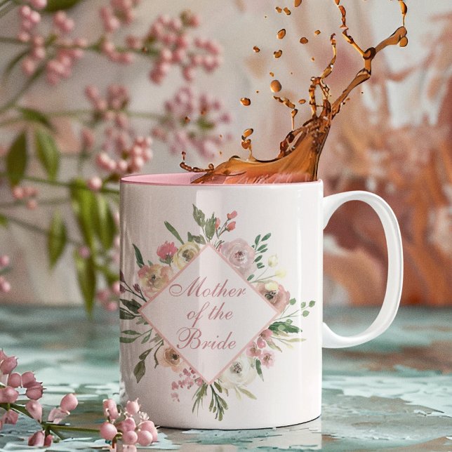 Mutter der Braut Schönes Blumenrosa Chic Zweifarbige Tasse (Von Creator hochgeladen)