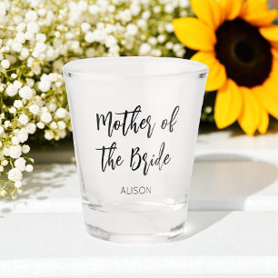Mutter der Braut Schwarz-weißes Hochzeitstiefglas Schnapsglas