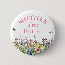 Mutter der Braut - Sommer Flora und Schmetterlinge Button