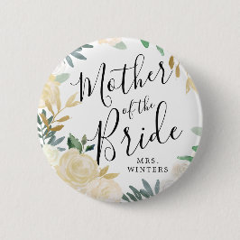 Mutter der Braut | White Rose Bouquet Wedding Button