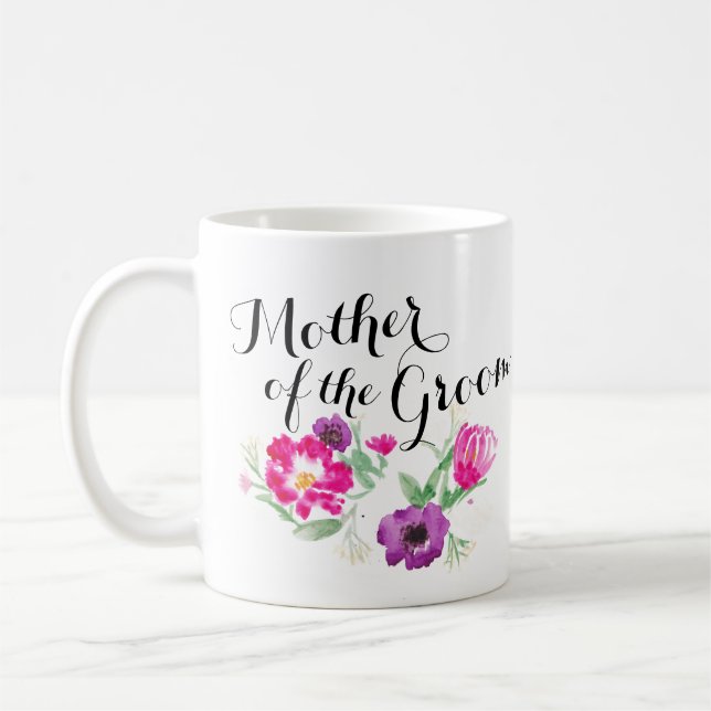 Mutter der Bräutigamwatercolor-Blumen-Tasse Kaffeetasse (Links)