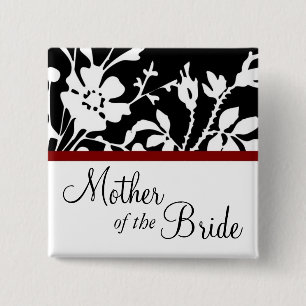 Mutter der Bride Black and White Floral Button