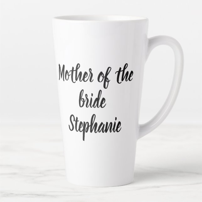 Mutter der Bride Black Elegant Script Hochzeiten Milchtasse (Rechts)