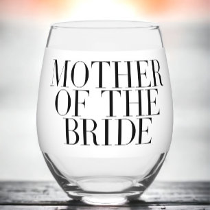 Mutter der Bride Black Moderne Elegant Custom Weinglas Ohne Stiel