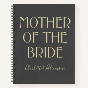 Mutter der Bride Black Typografy Name Hochzeit  Notizbuch