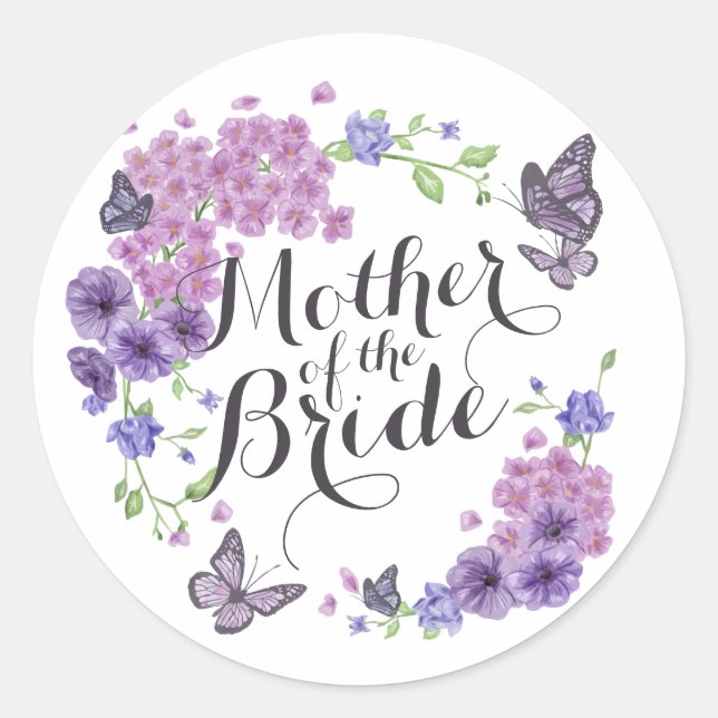 Mutter der Bride Butterflies Hochzeitsticker Runder Aufkleber (Vorderseite)