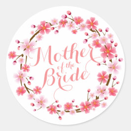 Mutter der Bride Cherry Blossom Hochzeitsticker Runder Aufkleber