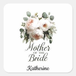 Mutter der Bride Floral Elegant Hochzeitsdesign Quadratischer Aufkleber