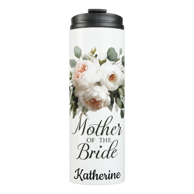 Mutter der Bride Floral Elegant Hochzeitsdesign Thermosbecher (Vorderseite)