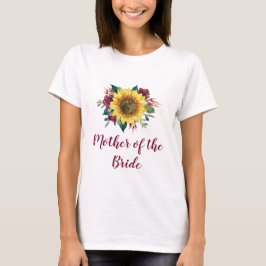 Mutter der Bride Floral Sonnenblume Burgund Rose T-Shirt