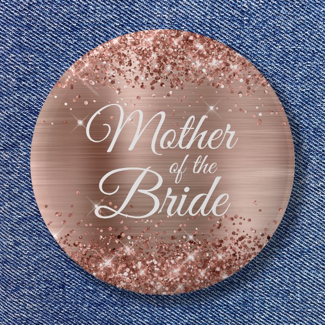 Mutter der Bride Glittery Rose Gold Foil Button (Mother of the Bride Glittery Rose Gold Foil Button)