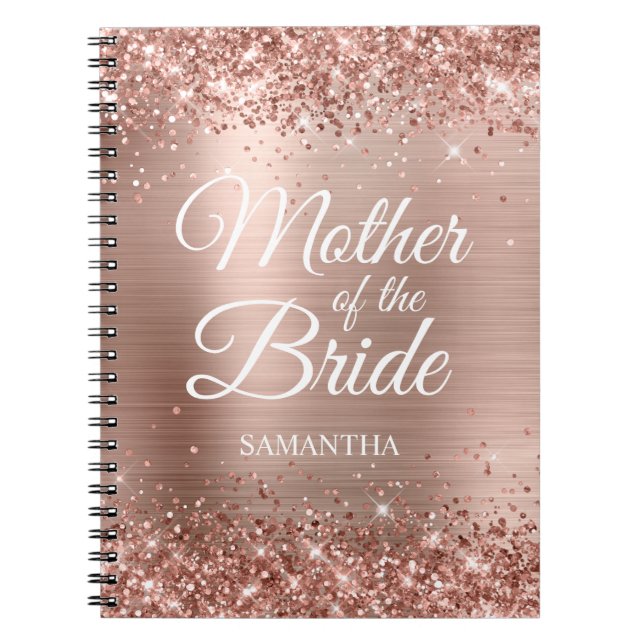 Mutter der Bride Glittery Rose Gold Foil Notizblock (Vorderseite)