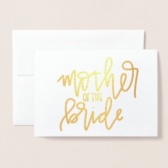 Mutter der Bride Gold Foil Calligrafy Card Folienkarte (Vorderseite mit Umschlag)