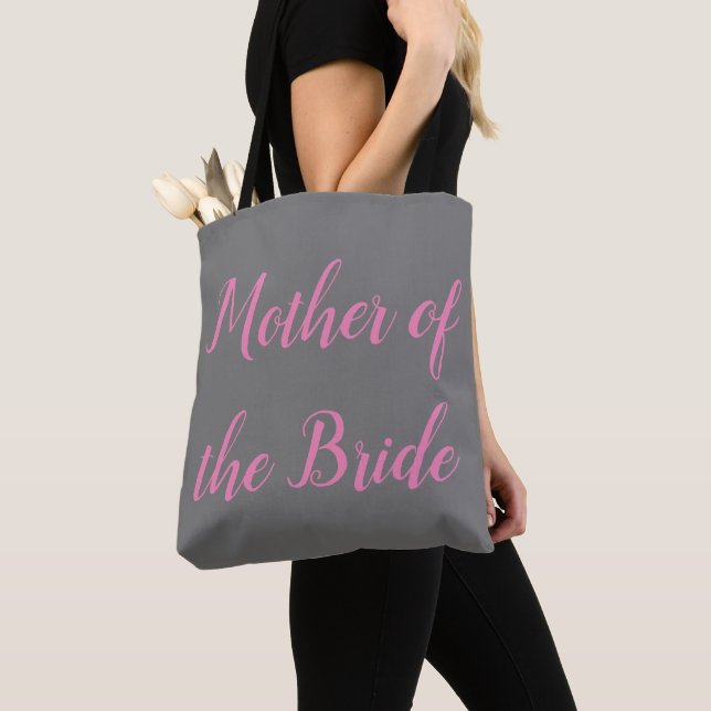 Mutter der Bride Pink Gray Script Hochzeit (Von Nahem)