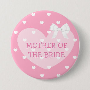 Mutter der Bride Pink Hearts White Bow Button