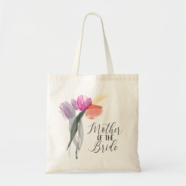 Mutter der Bride Simple Spring Tulips Hochzeit Tragetasche (Vorne)