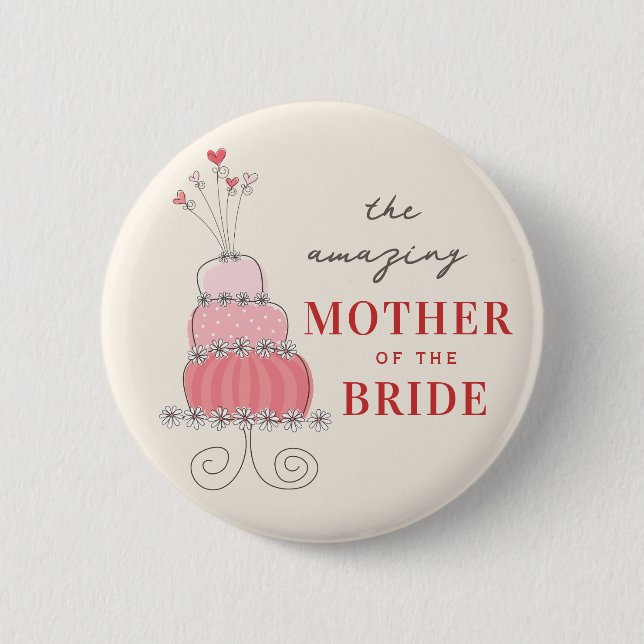 MUTTER DER BRIDE Sweet Pink Wedding Cake Button (Vorderseite)