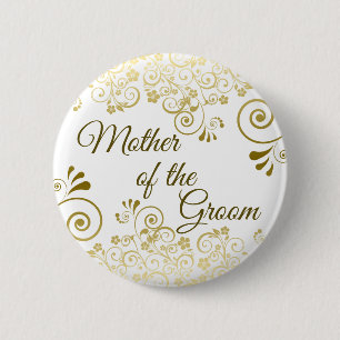 Mutter der Groom Elegant Gold Filigree Hochzeit Button