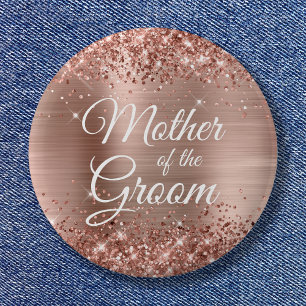 Mutter der Groom Glittery Rose Gold Foil Button