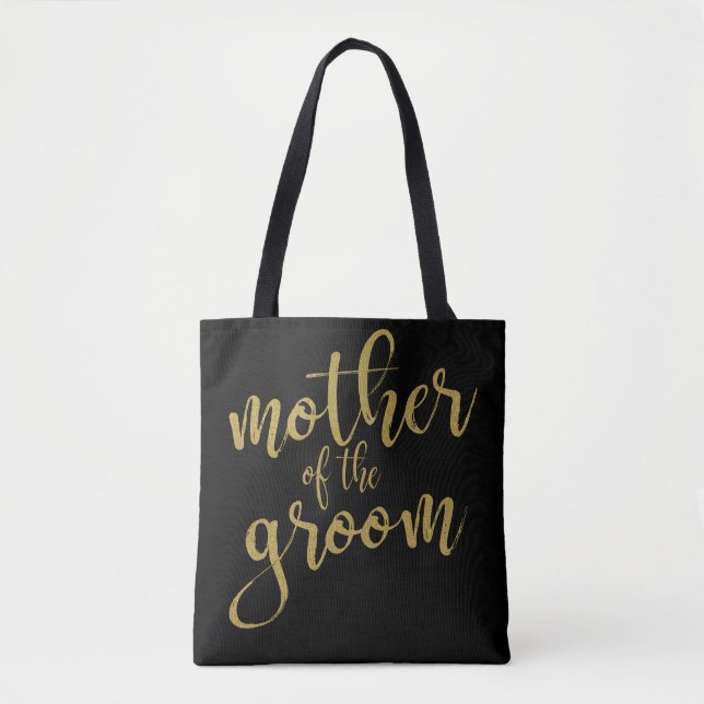 Mutter der Groom Gold Glitzer Kalligraphie-Tasche (Vorderseite)