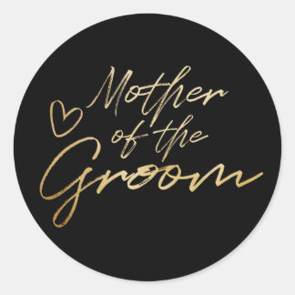 Mutter der Groom - Gold Imitate Folienaufkleber Runder Aufkleber