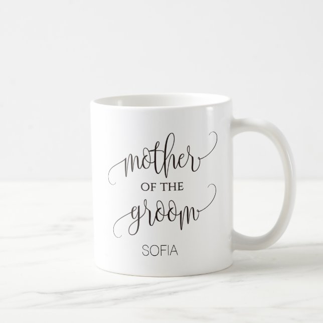 Mutter der Groom-Kalligrafie-Hochzeitsgeschenk Kaffeetasse (Rechts)
