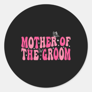 Mutter der Groom Mama Groovy Wedding Bachelor Pa Runder Aufkleber