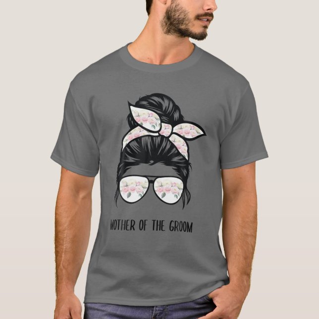 Mutter der Groom-Messy-Bun-Haare-Blume T-Shirt (Vorderseite)