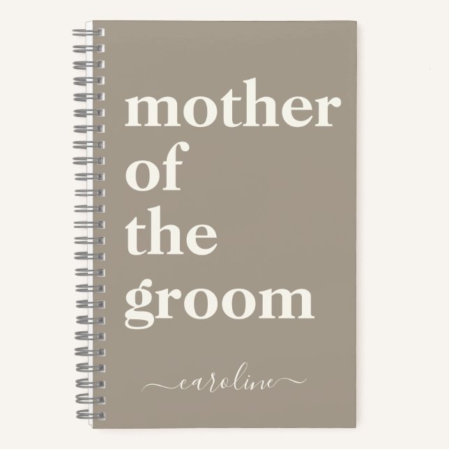 Mutter der Groom Minimalistisch Moderne Custom Tau Notizbuch (Vorderseite)